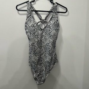 Women’s All in Motion size medium snakeskin print strappy one piece swimsuit.